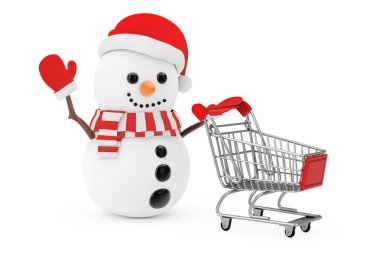 Noel satış konsepti. Kardan adam Santa Claus şapka bir S tarafından tahrik