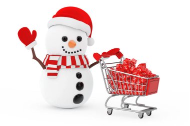 Noel satış konsepti. Kardan adam Santa Claus şapka bir S tarafından tahrik