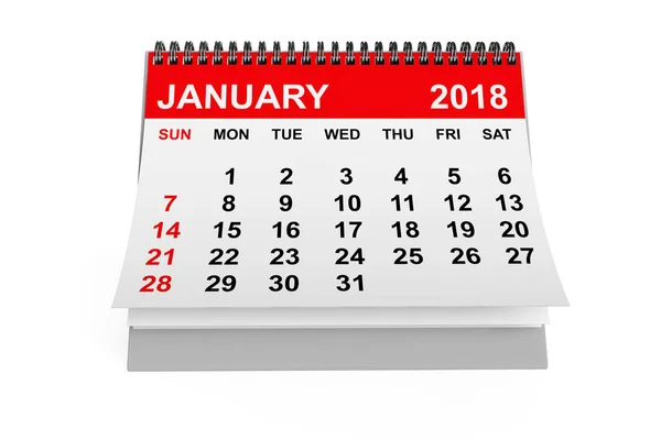 カレンダー 2018年 1 月。3 d レンダリング — ストック写真