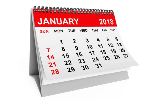 カレンダー 2018年 1 月。3 d レンダリング — ストック写真