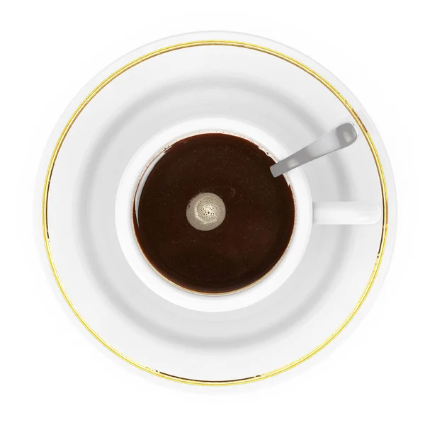 Widok z góry z filiżanką kawy. renderowania 3D — Zdjęcie stockowe
