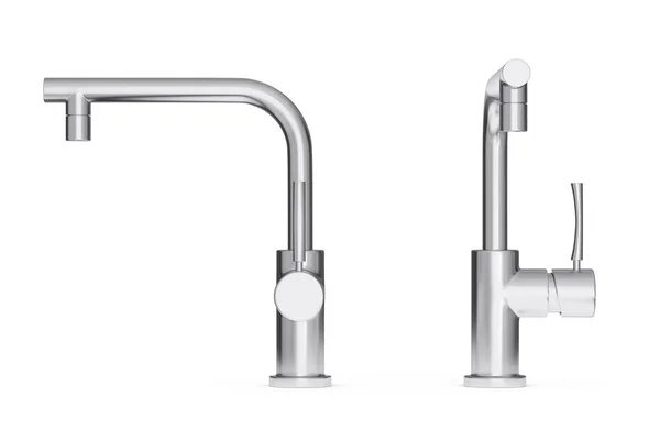 Moderne Edelstahl-Küchenwasserhahn, Wasserhahn. 3D-Darstellung — Stockfoto