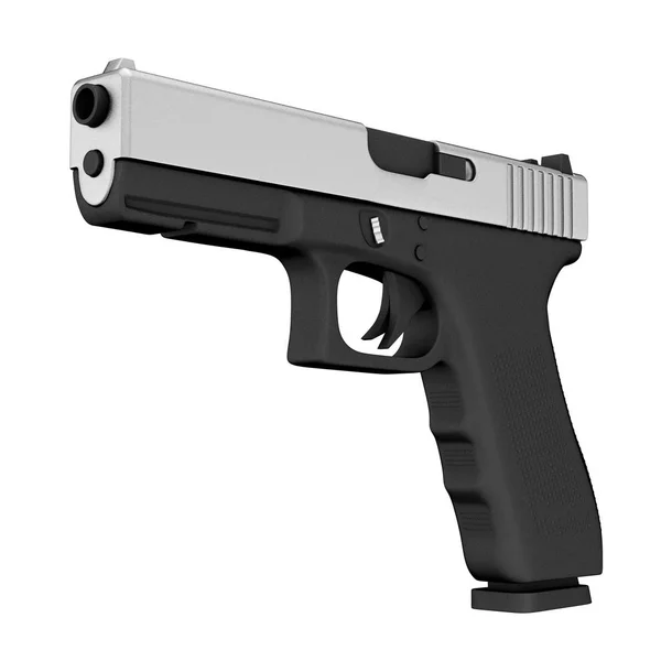 Kraftfull Metalic polis eller militär Pistol pistol. 3D-rendering — Stockfoto