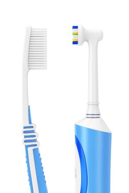 Basit diş fırçası ve diş fırçası elektrik. 3D render