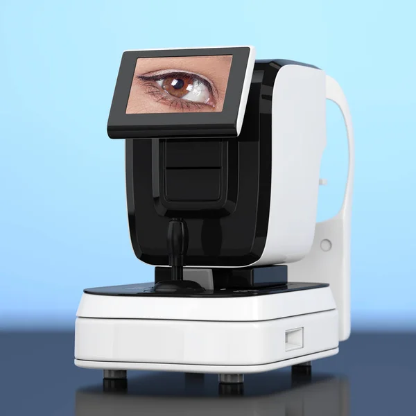 Machine d'essai optique automatique des yeux de réfractomètre. Rendu 3d — Photo