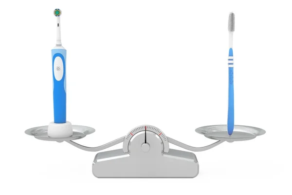 Cepillo de dientes simple y nuevo cepillo de dientes eléctrico con un Stan de carga —  Fotos de Stock