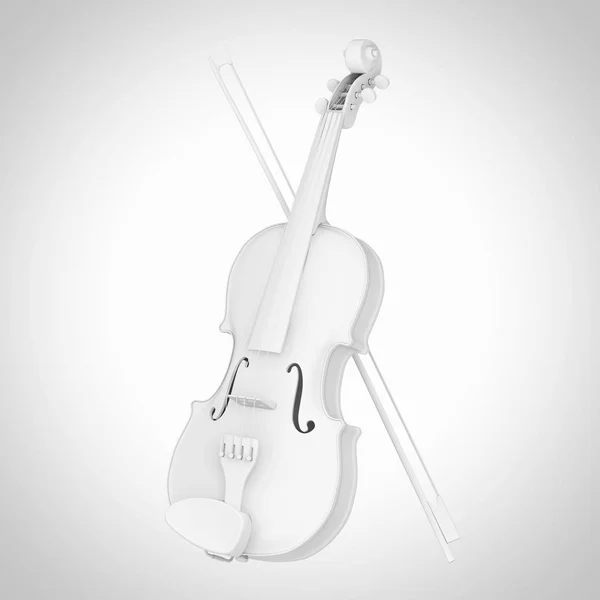 Белая классическая деревянная скрипка с луком в стиле Клэя. 3-й Рендери — стоковое фото