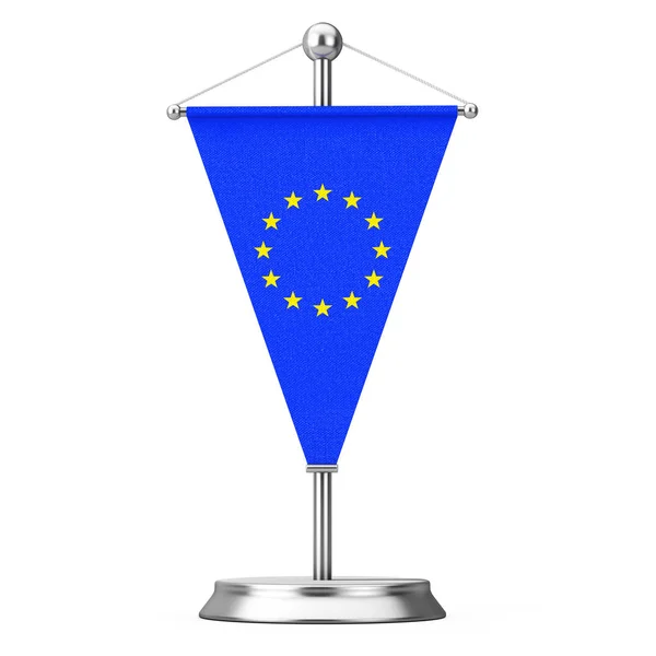 Fabric European Union Table Flag on Steel Spire Pedestal. 3d Ren — Stock Photo, Image