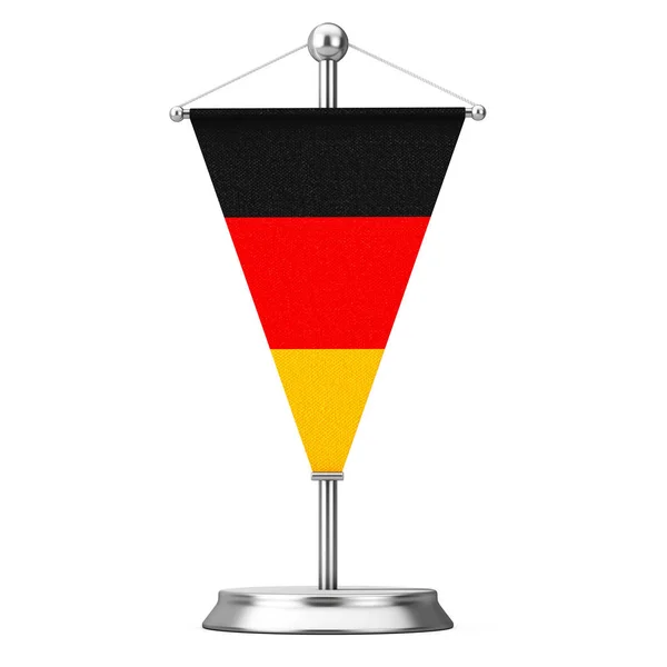 Ткань Германия Настольный флаг на стальной шпиль пьедестал. 3D-рендеринг — стоковое фото