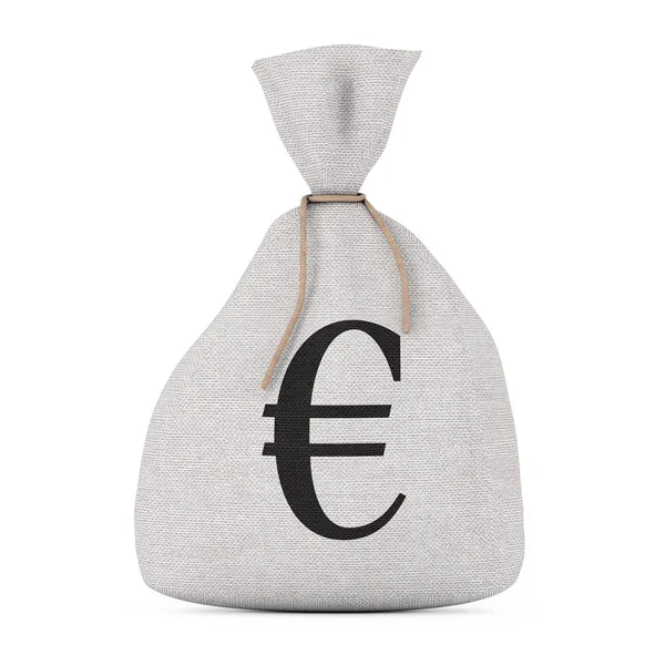 Gebonden rustieke Canvas linnen geld zak of geld tas met eurosymbool. — Stockfoto