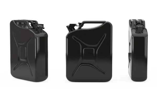 Zwart metalen Jerrycan met vrije ruimte voor u ontwerpen. 3D render — Stockfoto