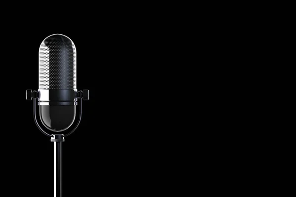 Closeup Vintage Silver Microphone with Blank Space for Yours Tex — Stock Photo, Image