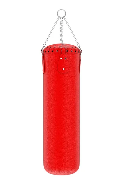 Bolso de cuero rojo para entrenamiento de boxeo. Renderizado 3d — Foto de Stock