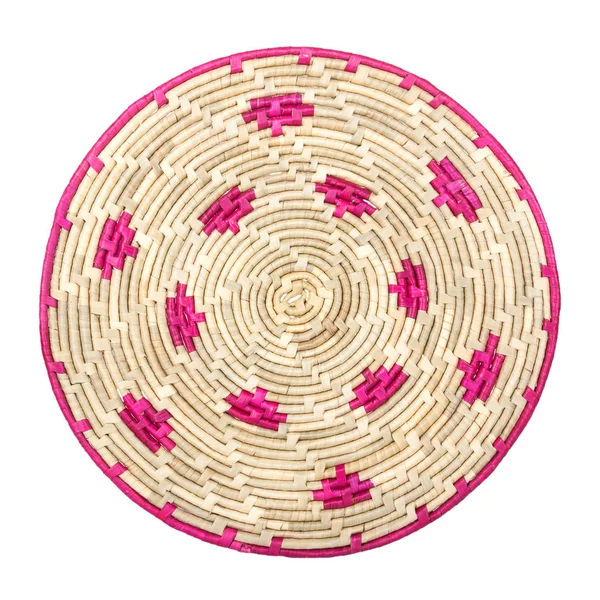 Circular Weave Rattan Palm Bamboo Wicker Table Place Mat. — Stock Photo, Image