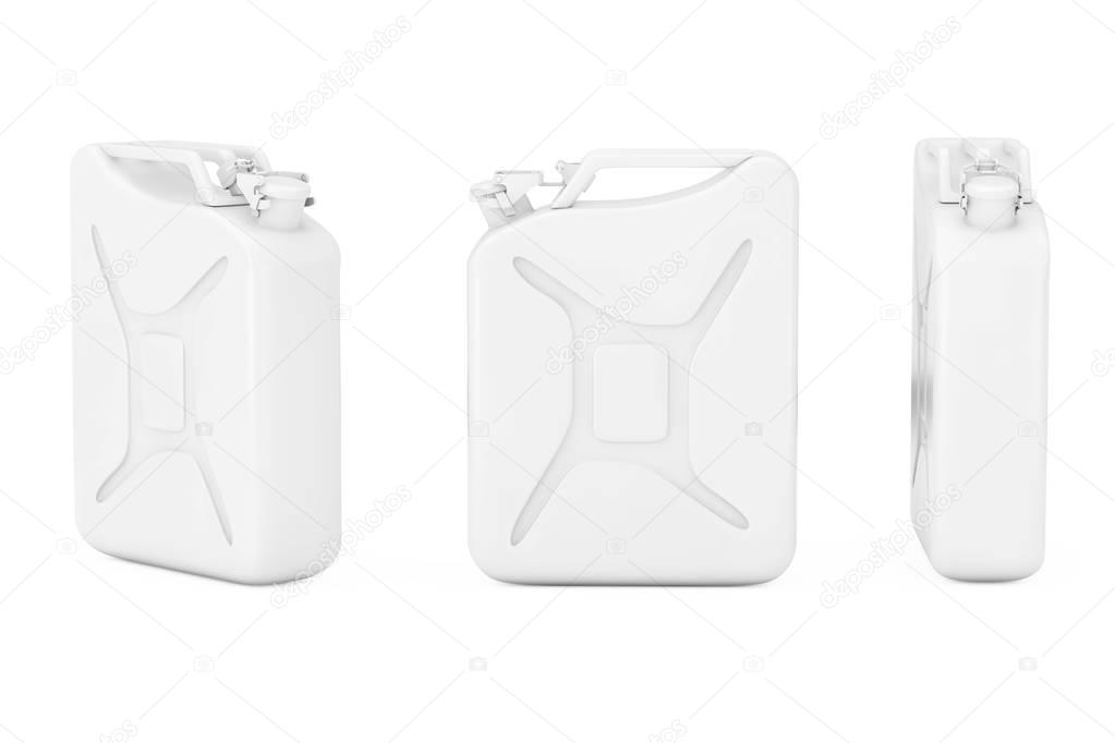 White Metal Jerrycan with Free Space for Yours Design. 3d Render