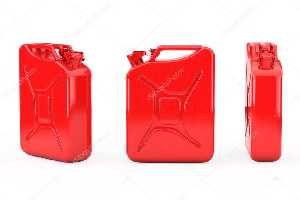 Red Metal Jerrycan with Free Space for Yours Design. 3d Renderin