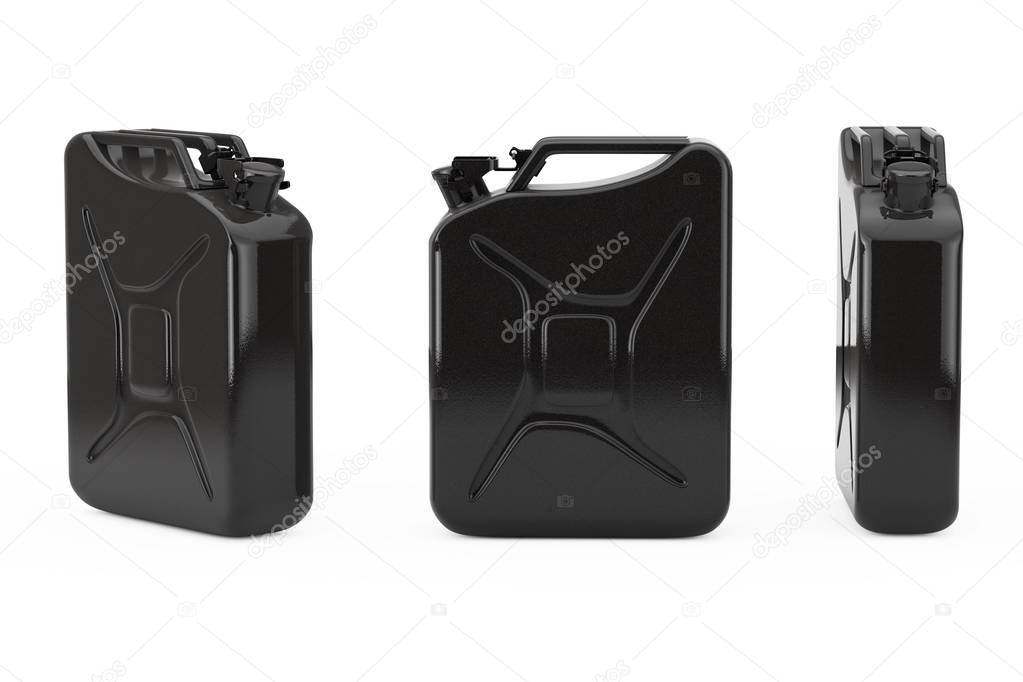 Black Metal Jerrycan with Free Space for Yours Design. 3d Render