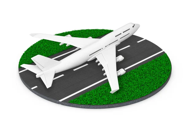 白いジェット旅客機の飛行機の離陸抽象的な滑走路から。3 — ストック写真