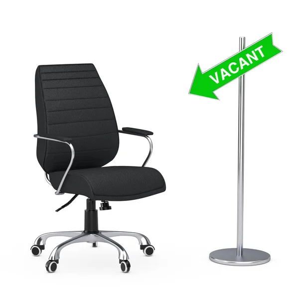 Чорний Шкіряний бос офісні крісла з стрілка маршрут вакантні знак. 3D — стокове фото