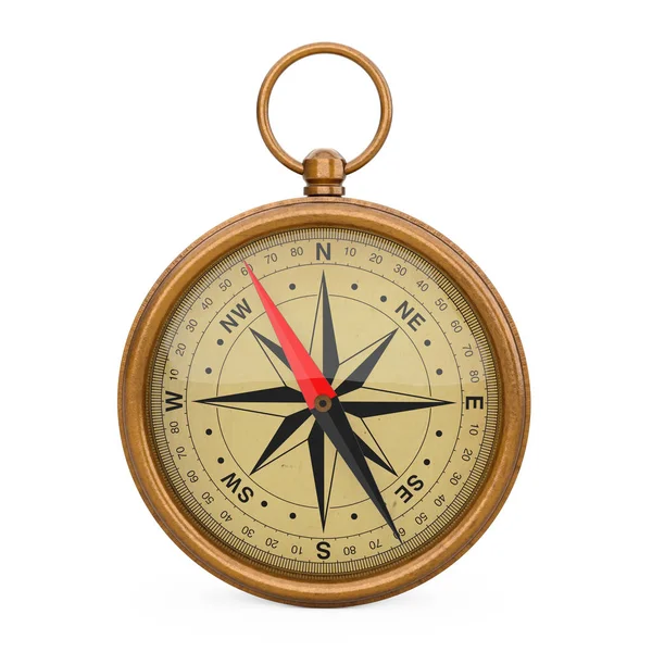 Glossy Bronze Vintage Compass with Windrose. 3d Rendering — Stock Photo, Image