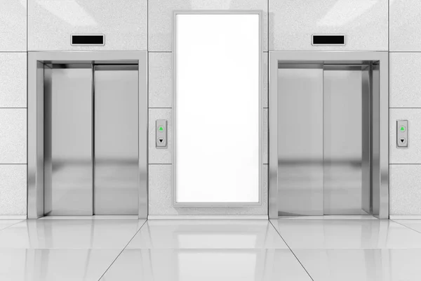 Blank Ad Billboard or Poster near Modern Elevator or Lift with M — Stock Photo, Image