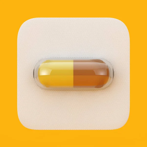 Medische Drug Capsule Pill in Blister. 3D-rendering — Stockfoto