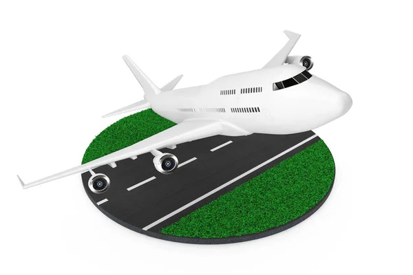 Білий реактивних пасажирських літак зльоті з абстрактним злітно-посадкової смуги. 3 — стокове фото