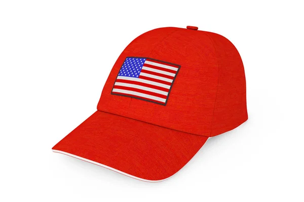 Red Baseball Cap with USA Flag. 3d Rendering — Stock Photo, Image