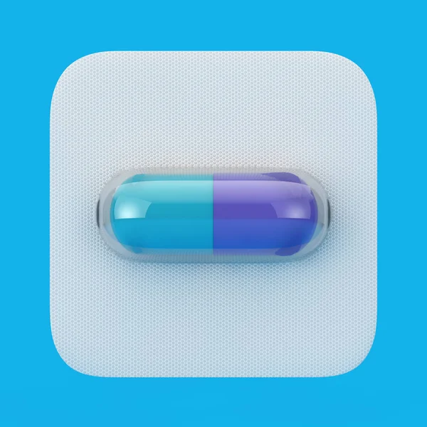 Medicinska läkemedel kapsel piller i Blister. 3D-rendering — Stockfoto