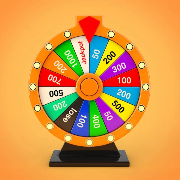 Luck and Fortune Concept. Spinning Colorful Fortune Wheel. 3d Re