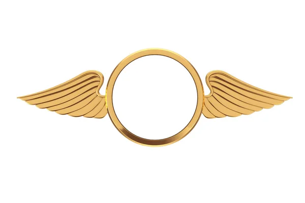 Insignia dorada con alas y espacio libre para tu diseño. 3d Rende — Foto de Stock