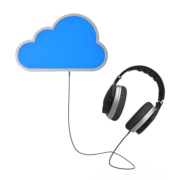 Online Music Concept. Headphones Connected to the Cloud Storage. — Stock Photo, Image