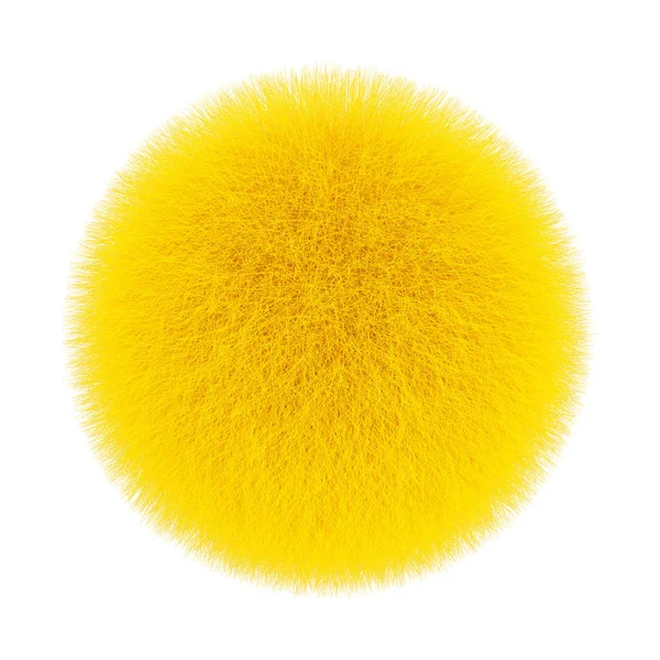 Yellow Fur Hair Ball. 3d Rendering — Stock Photo, Image