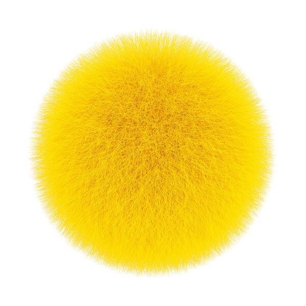 Yellow Fur Hair Ball. 3d Rendering