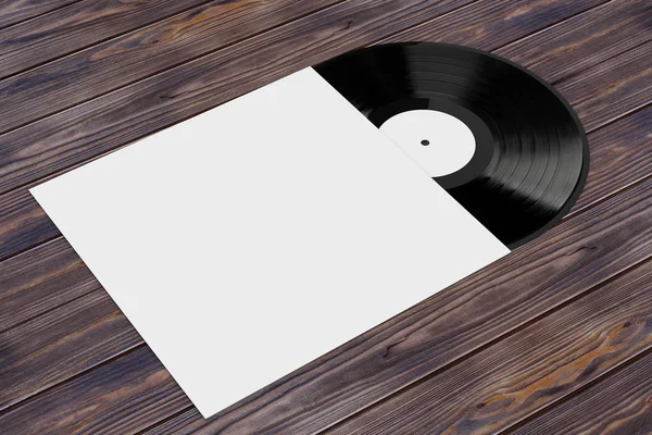 Gamla Vinyl registrera disken i blankt papper fall med ledigt utrymme för Yo — Stockfoto