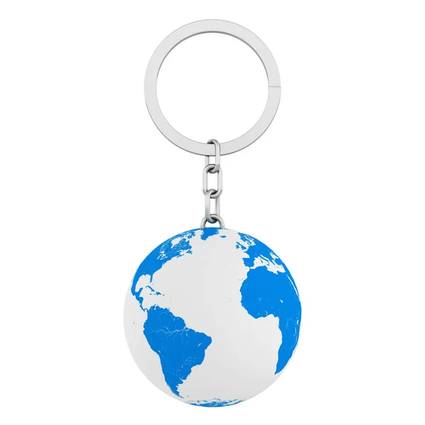 Keychain as Earth Globe. 3d Rendering — Stock Photo, Image
