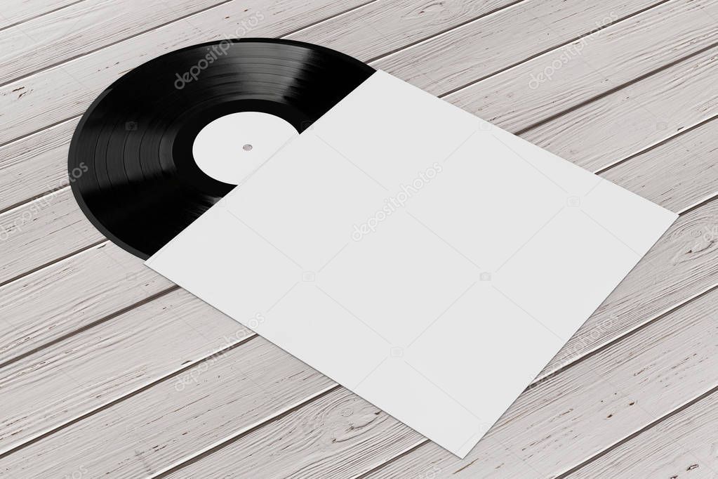 Old Vinyl Record Disk in Blank Paper Case with Free Space for Yo