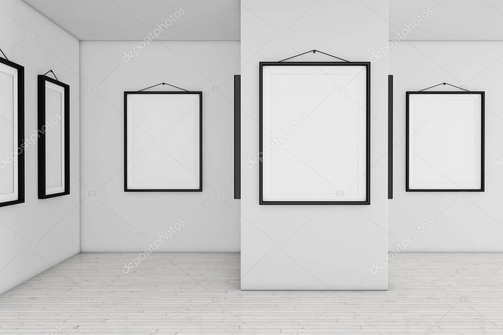 Art gallery mockup Art Gallery Museum with White Blank