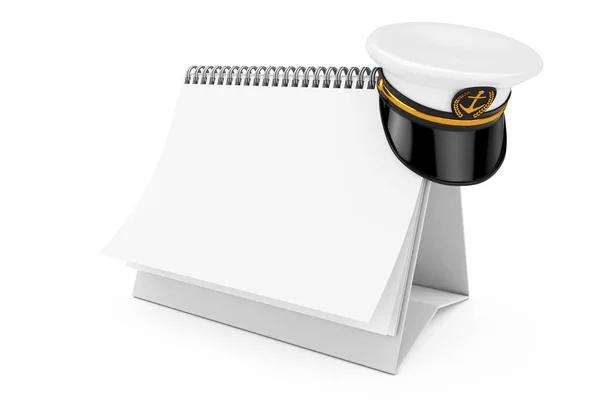 Naval Officer, Admiral, Navy Ship Captain Hat over Blank Paper D — Stock Photo, Image