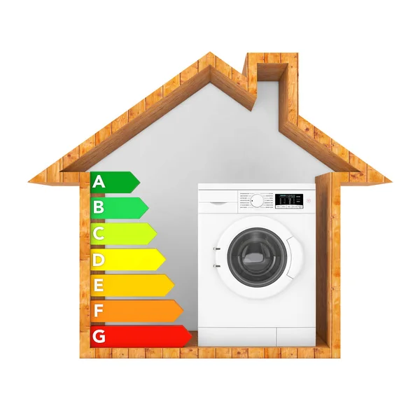 Máquina de lavar moderna com gráfico de classificação de eficiência energética em Ab — Fotografia de Stock