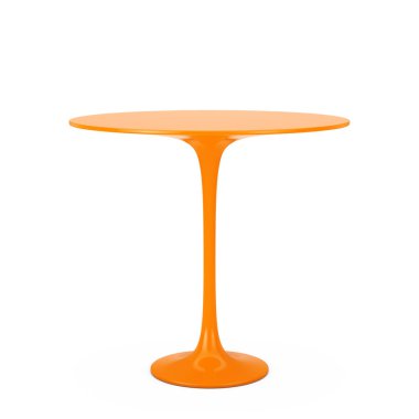 Modern plastik turuncu yuvarlak masa. 3D render