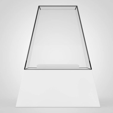 Boş promosyon cam vitrin Kaide ile. 3D render