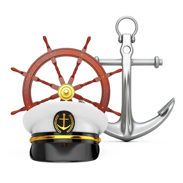 Sjömilitär, amiral, Navy fartyg kapten hatt nära antika Vinta — Stockfoto