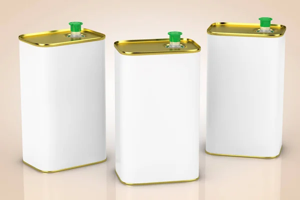 Lata de aceite de oliva con espacio en blanco para su diseño. Renderizado 3d — Foto de Stock
