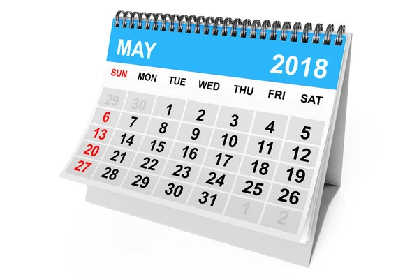 カレンダー 2018年 5 月。3 d レンダリング — ストック写真