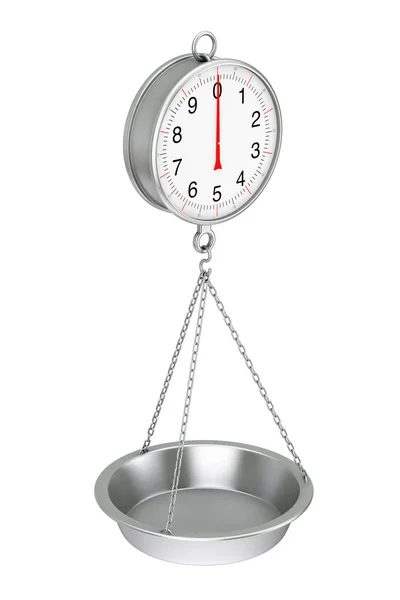 Hanging Weight Scale with Chain and Empty Dish. 3d Rendering — Stock Photo, Image