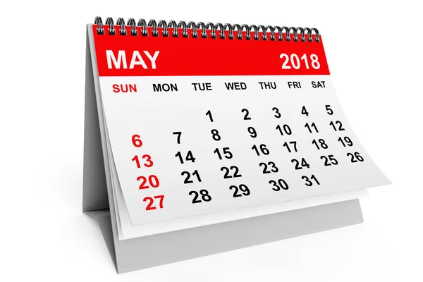 Kalender Mai 2018. 3D-Darstellung — Stockfoto