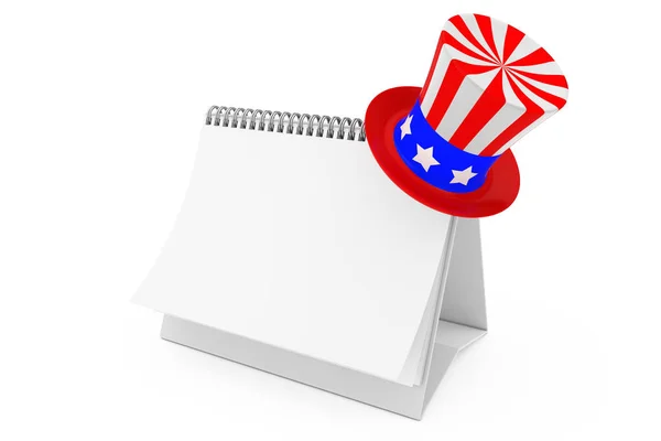 Uncle Sam Independence Day viering Hat over blanco papier Bureau — Stockfoto