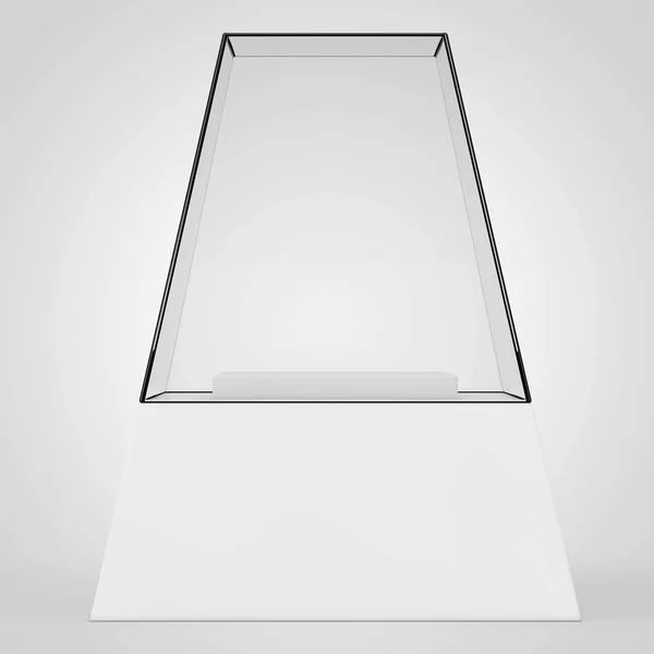 Empty Promotion Glass Showcase with Pedestal. 3d Rendering — Stock Photo, Image