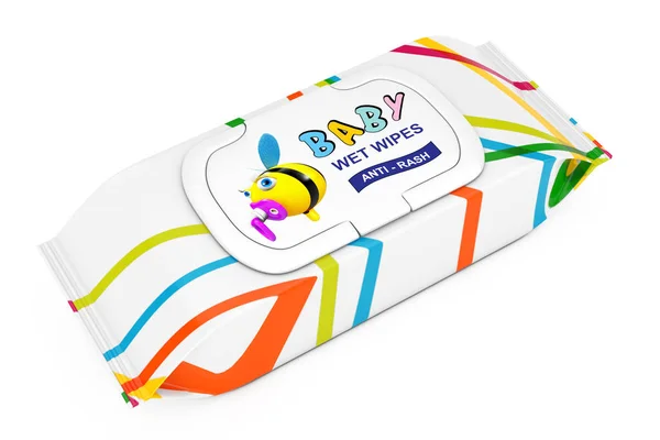 Baby Wet Wipes Package. 3d Redare — Fotografie, imagine de stoc